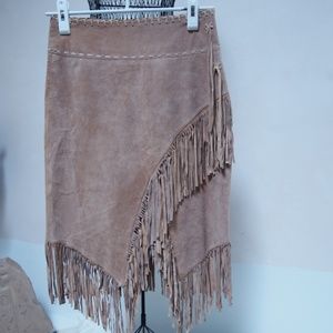 Fringe Suede Western Skirt